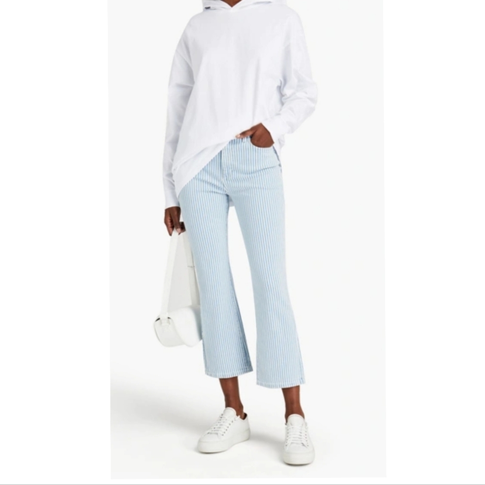 NWT DL1961 'Bridget' Striped Boot High Rise Cropped Jean, Instasculpt Size 32
